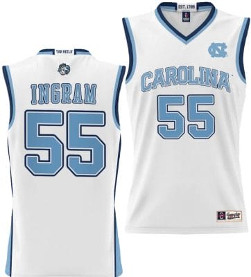 Ingram Blue Jersey #55 UNC Tar Heels College NIL Basketball Lightweight White