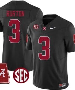 Jermaine Burton Jersey #3 Alabama Crimson Tide Vapor Stitched Football Alabama Map Black