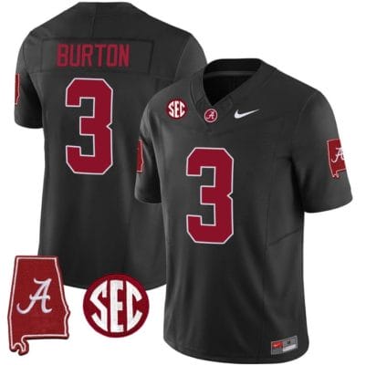 Jermaine Burton Jersey #3 Alabama Crimson Tide Vapor Stitched Football Alabama Map Black