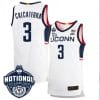 Joey Calcaterra Jersey #3 UConn Huskies 2023 National Champions College Basketball White Home