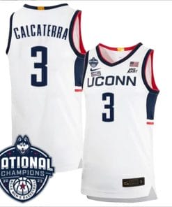 Joey Calcaterra Jersey #3 UConn Huskies 2023 National Champions College Basketball White Home