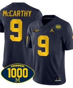 JJ McCarthy Jersey #9 Michigan Wolverines 1000 Wins Patch College Football Navy