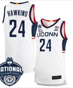 Jordan Hawkins Jersey #24 UConn Huskies 2023 National Champions College Basketball White Home