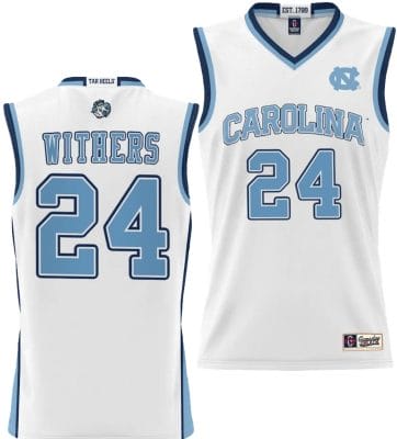 Jae'Lyn Withers Jersey #24 UNC Tar Heels College NIL Basketball Lightweight White