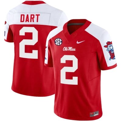 Jaxson Dart Jersey #2 Ole Miss Rebels Football Vapor Limited All Stitched Red Alternate