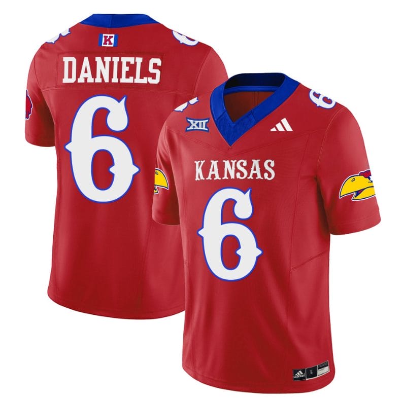 Jalon Daniels Jersey #6 Kansas Jayhawks Blackhawk Vapor Limited Football Red 1 Jalon Daniels Jersey #6 Kansas Jayhawks Blackhawk Vapor Limited Football Red
