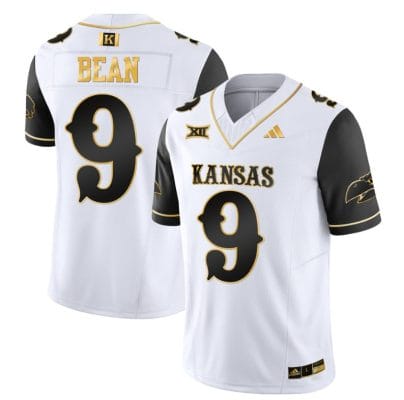 Jason Bean Jersey #9 Kansas Jayhawks Blackhawk Gold Vapor Football Black Sleeves 8 Jason Bean Jersey #9 Kansas Jayhawks Blackhawk Gold Vapor Football Black Sleeves