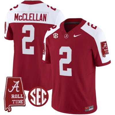 Jase McClellan Jersey #2 Alabama Crimson Tide Vapor Limited Football Alabama Map Crimson Alternate