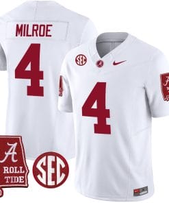 Jalen Milroe Jersey #4 Alabama Crimson Tide Vapor Limited Football Alabama Map White