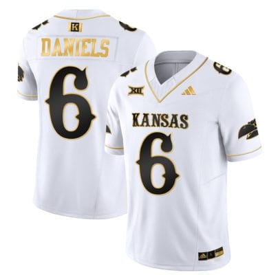 Jalon Daniels Jersey #6 Kansas Jayhawks Blackhawk Gold Vapor Football White Gold