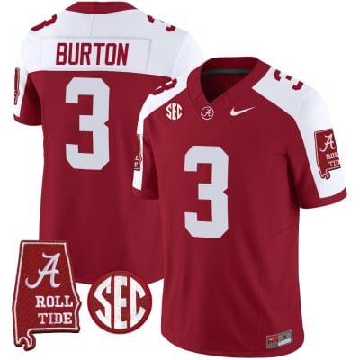 Jermaine Burton Jersey #3 Alabama Crimson Tide Vapor Limited Football Alabama Map Crimson Alternate