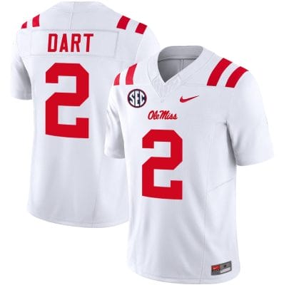 Jaxson Dart Jersey #2 Ole Miss Rebels Football Vapor Limited All Stitched White