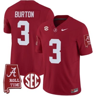 Jermaine Burton Jersey #3 Alabama Crimson Tide Vapor Limited Football Alabama Map Crimson