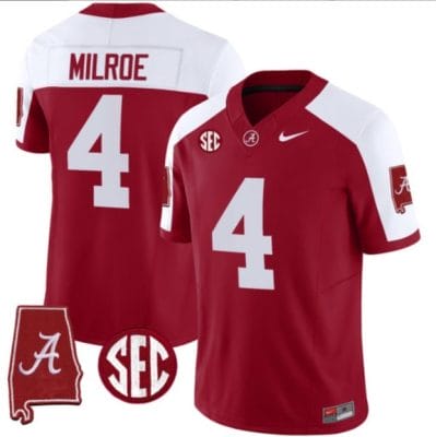 Jalen Milroe Jersey #4 Alabama Crimson Tide Vapor Stitched Football Alabama Map Alternate