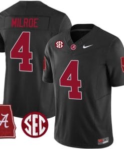 Jalen Milroe Jersey #4 Alabama Crimson Tide Vapor Stitched Football Alabama Map Black