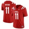 Jordan Watkins Jersey #11 Ole Miss Rebels Football All Stitched Red