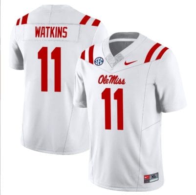 Jordan Watkins Jersey #11 Ole Miss Rebels Football All Stitched White 10 Jordan Watkins Jersey #11 Ole Miss Rebels Football All Stitched White
