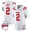 Jaxson Dart Jersey #2 Ole Miss Rebels Football Ole Map All Stitched White