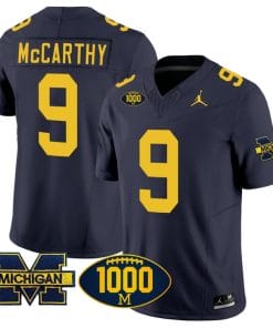 JJ McCarthy Jersey #9 Michigan Wolverines 1000 Wins Patch Vapor Limited Football Navy