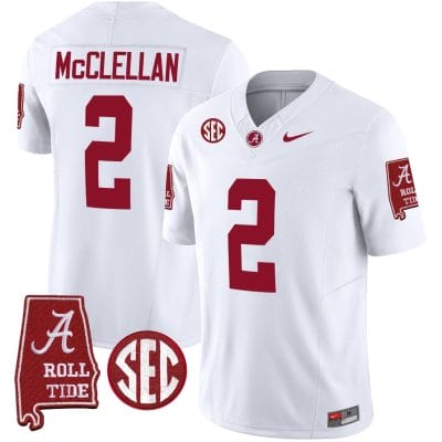 Jase McClellan Jersey #2 Alabama Crimson Tide Vapor Limited Football Alabama Map White