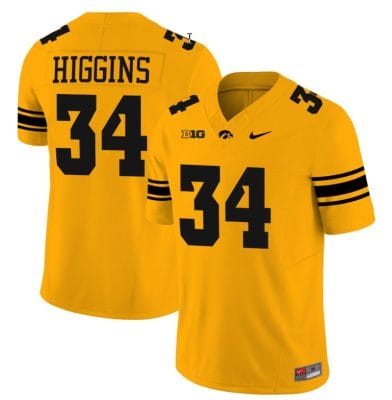 Jay Higgins Jersey #34 Iowa Hawkeyes Vapor Limited College Football Gold