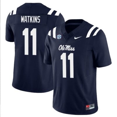 Jordan Watkins Jersey #11 Ole Miss Rebels Football All Stitched Navy 10 Jordan Watkins Jersey #11 Ole Miss Rebels Football All Stitched Navy