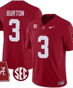 Jermaine Burton Jersey #3 Alabama Crimson Tide Vapor Stitched Football Alabama Map Crimson