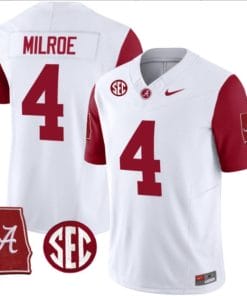 Jalen Milroe Jersey #4 Alabama Crimson Tide Vapor Stitched Football Alabama Map Crimson Sleeves