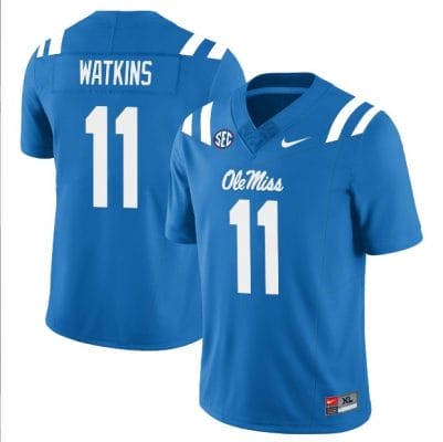 Jordan Watkins Jersey #11 Ole Miss Rebels Football All Stitched Blue 10 Jordan Watkins Jersey #11 Ole Miss Rebels Football All Stitched Blue
