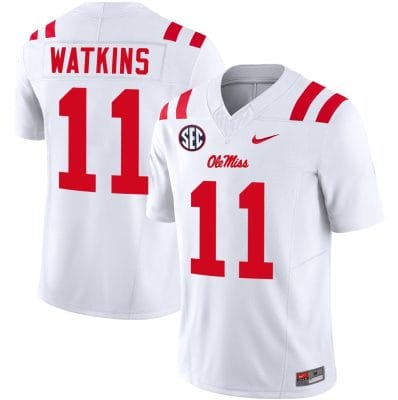 Jordan Watkins Jersey #11 Ole Miss Rebels Football Vapor Limited All Stitched White 10 Jordan Watkins Jersey #11 Ole Miss Rebels Football Vapor Limited All Stitched White