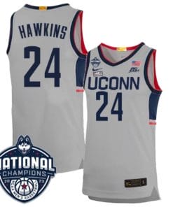 Jordan Hawkins Jersey #24 UConn Huskies 2023 National Champions College Basketball Gray