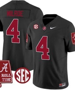 Jalen Milroe Jersey #4 Alabama Crimson Tide Vapor Limited Football Alabama Map Black