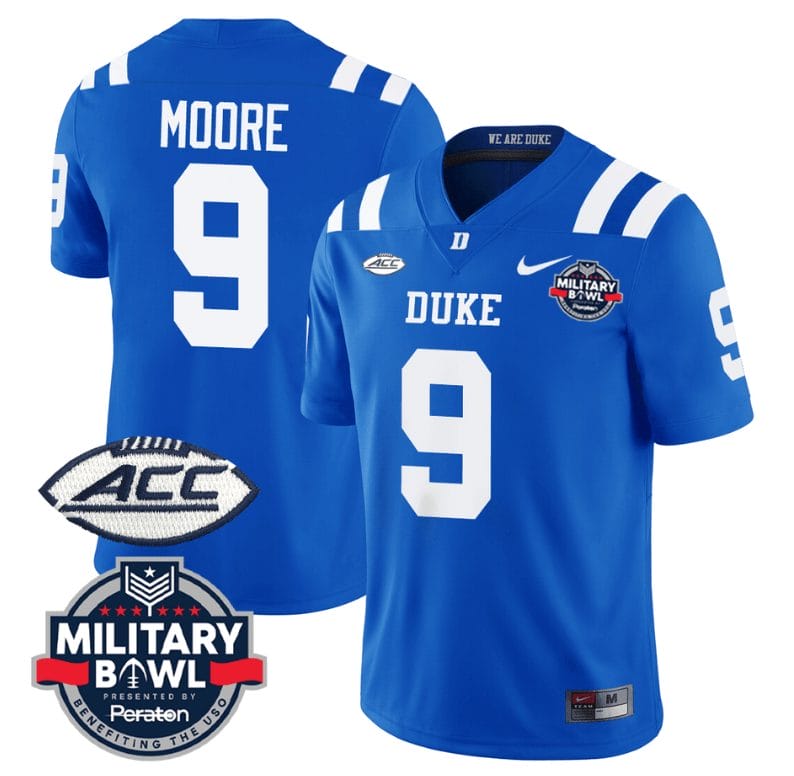 Jaquez Moore Jersey #9 Duke Blue Devils Football Limited Royal - Military Bowl 1 Jaquez Moore Jersey #9 Duke Blue Devils Football Limited Royal - Military Bowl