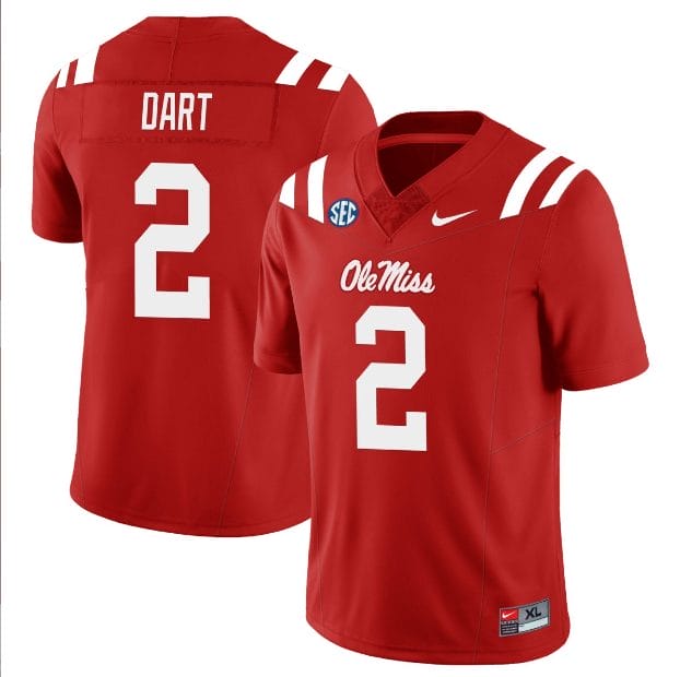 Jaxson Dart Jersey #2 Ole Miss Rebels Football All Stitched Red 1 Jaxson Dart Jersey #2 Ole Miss Rebels Football All Stitched Red