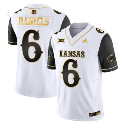 Jalon Daniels Jersey #6 Kansas Jayhawks Blackhawk Gold Vapor Football Black Sleeves