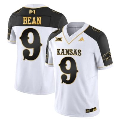 Jason Bean Jersey #9 Kansas Jayhawks Blackhawk Gold Vapor Football Inverted