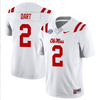 Jaxson Dart Jersey #2 Ole Miss Rebels Football All Stitched White 10 Jaxson Dart Jersey #2 Ole Miss Rebels Football All Stitched White