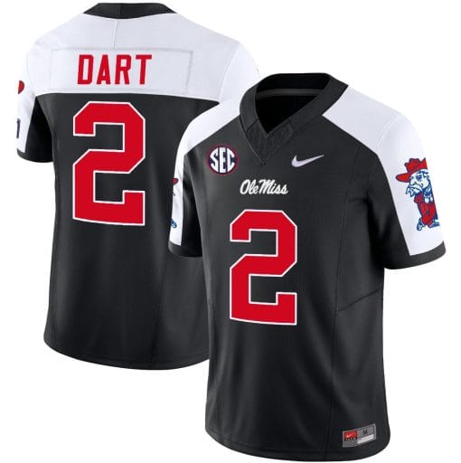 Jaxson Dart Jersey #2 Ole Miss Rebels Football Vapor Limited All Stitched Black Alternate