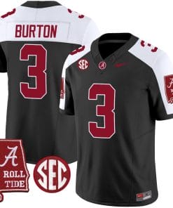 Jermaine Burton Jersey #3 Alabama Crimson Tide Vapor Limited Football Alabama Map Black Alternate