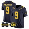 JJ McCarthy Jersey #9 Michigan Wolverines 1000 Wins Patch Vapor College Football Navy