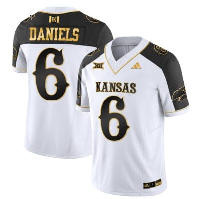 Jalon Daniels Jersey #6 Kansas Jayhawks Blackhawk Gold Vapor Football Inverted 8 Jalon Daniels Jersey #6 Kansas Jayhawks Blackhawk Gold Vapor Football Inverted