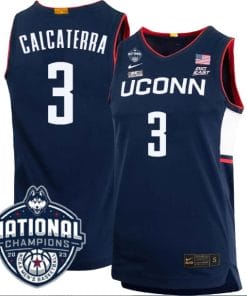Joey Calcaterra Jersey #3 UConn Huskies 2023 National Champions College Basketball Navy