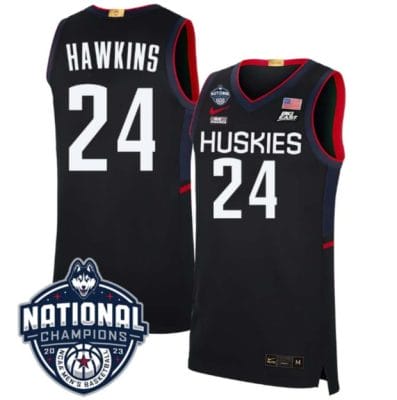 Jordan Hawkins Jersey #24 UConn Huskies 2023 National Champions College Basketball Black 8 Jordan Hawkins Jersey #24 UConn Huskies 2023 National Champions College Basketball Black