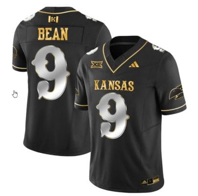 Jason Bean Jersey #9 Kansas Jayhawks Blackhawk Gold Vapor Football Black Limited 8 Jason Bean Jersey #9 Kansas Jayhawks Blackhawk Gold Vapor Football Black Limited