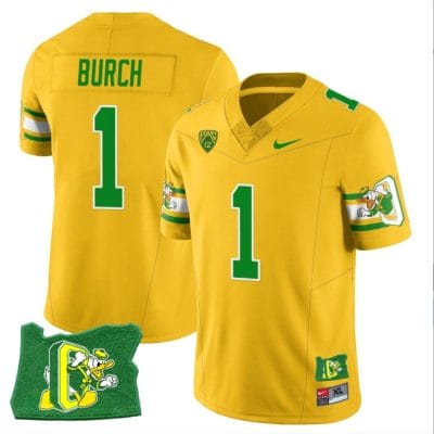 Jordan Burch Jersey #1 Oregon Ducks ‘Mighty Oregon’ Throwback Football Oregon State Yellow