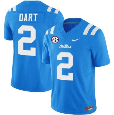 Jaxson Dart Jersey #2 Ole Miss Rebels Football Vapor Limited All Stitched Powder Blue 10 Jaxson Dart Jersey #2 Ole Miss Rebels Football Vapor Limited All Stitched Powder Blue