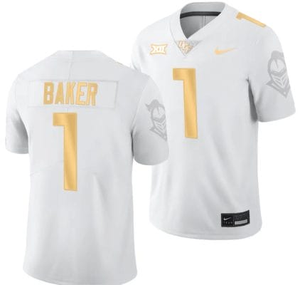 Javon Baker Jersey #1 UCF Knights Light Mode College Football White Golden