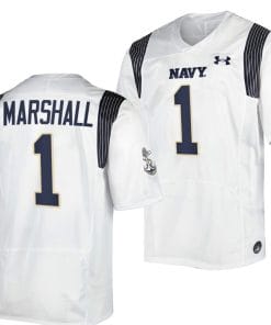 John Marshall Jersey #1 Navy Midshipmen Premier Replica College Football White