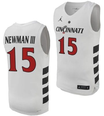 John Newman III Jersey #15 Cincinnati Bearcats College Basketball Replica 2023-24 White