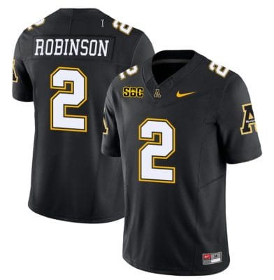Kaedin Robinson Jersey #2 Appalachian State Mountaineers Vapor Limited College Football Black